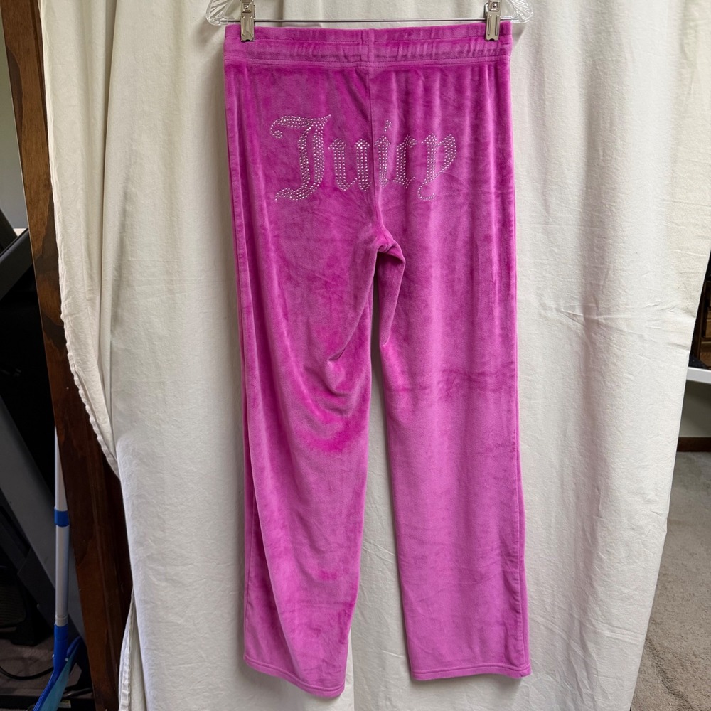Juicy Couture Pink Velour Rhinestone Logo Lounge Sleep Pants Womens Small